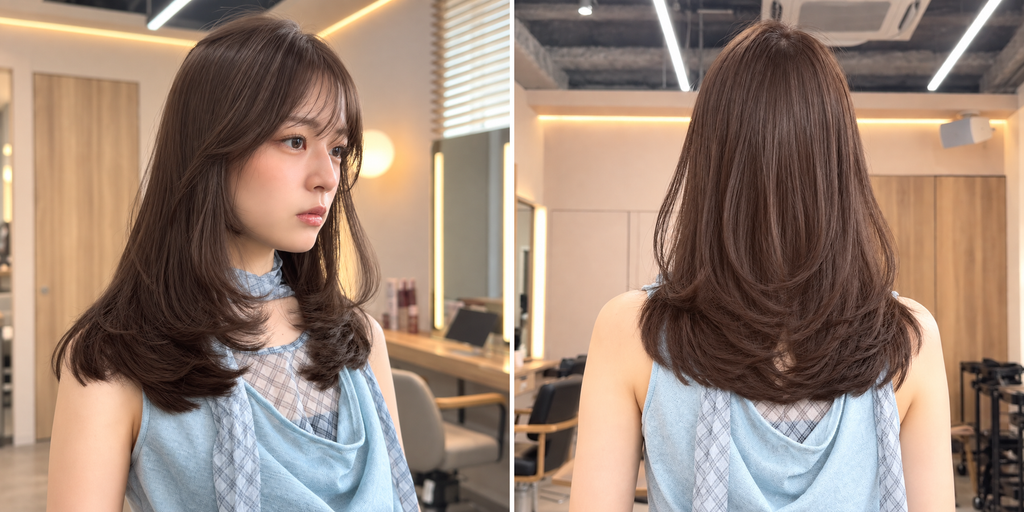 ミディアムレイヤーカットで顔まわりからバックまで柔らかな毛流れを。毛先の厚みを残したレイヤー設計、ワンカールの簡単スタイリング、透明感グレージュブラウンまで詳しく紹介します。